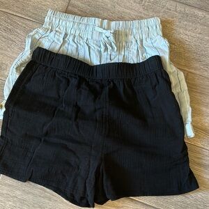 Casual Black and Striped Shorts Duo